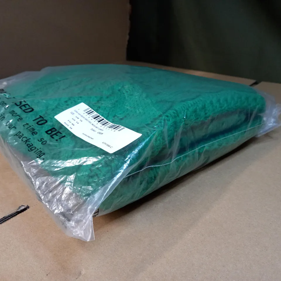 PACKAGED INTHESTYLE ASH GREEN CABLE ROLL NECK KNIT JUMPER - SIZE 18