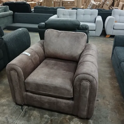 DESIGNER BROWN FABRIC ARM CHAIR