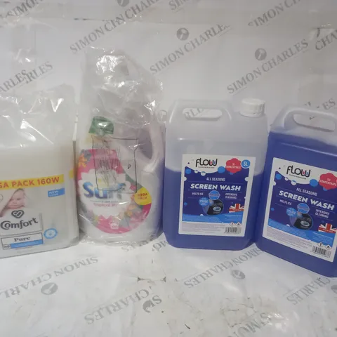 TOTE OF APPROXIMATELY 4 ASSORTED LQUIDS TO INCLUDE COMFORY, SURF AND SCREEN WASH - COLLECTION ONLY