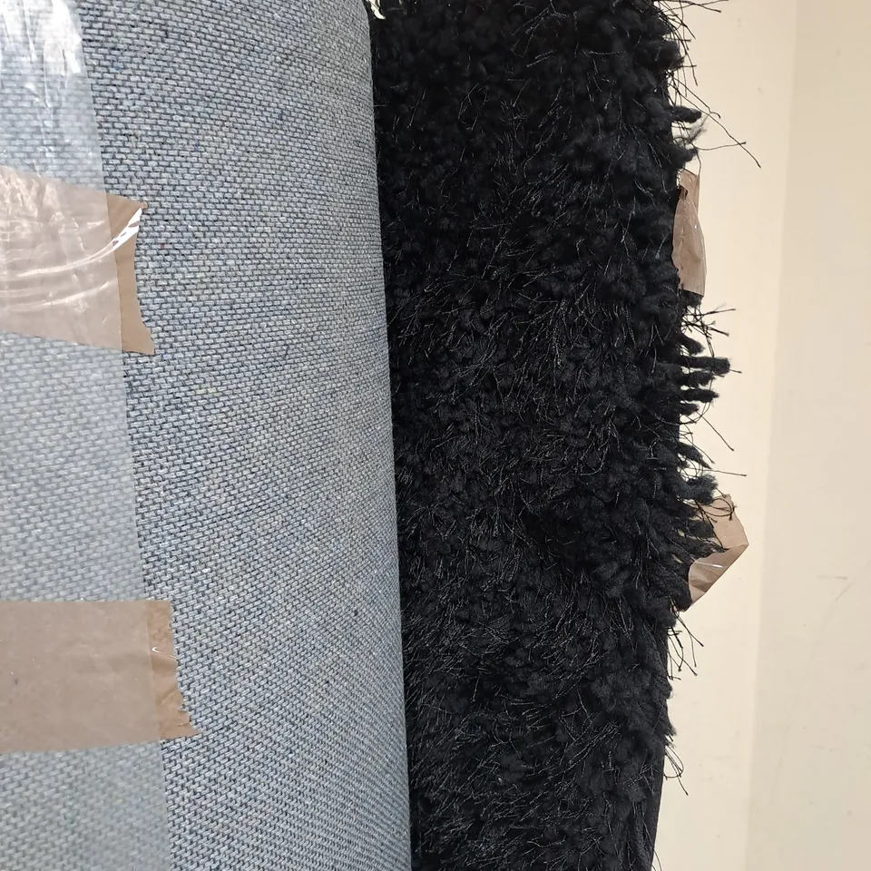 ROLLED ORIGIN HUDSON SHAGGY BLACK RUG - 200X290CM