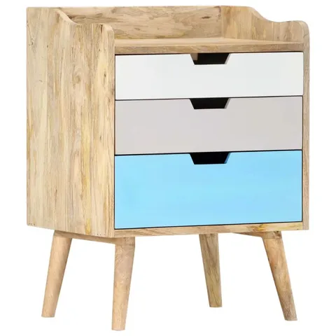 BOXED OUELLETTE 47cm W SOLID WOOD BEDSIDE TABLE - GREY (1 BOX)