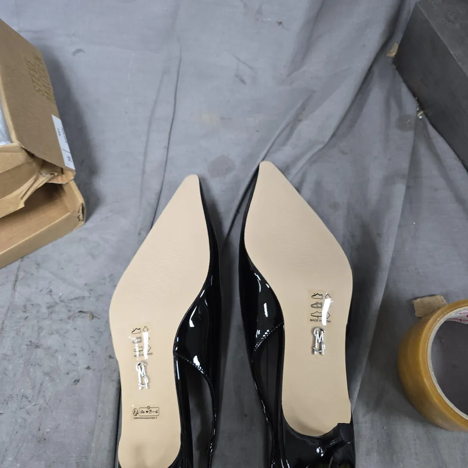 STEVE MADDEN KARI BLACK PATENT SLINGBACK HEELS, UK 5 (EU 38) US 7.5