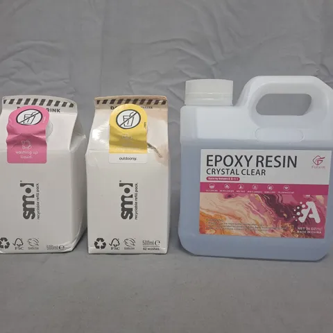 APPROXIMATELY 10 ASSORTED HOUSEHOLD ITEMS TO INCLUDE EPOXY RESIN, FABRIC CONDITIONER, WASHING UP LIQUID, ETC