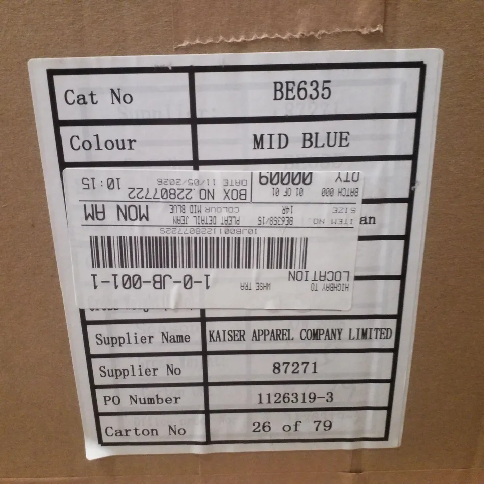 BOX CONTAINING APPROXIMATELY 9 BRAND NEW SIMPLY BE MID BLUE PLEAT DETAIL WIDE LEG JEANS - SIZE 14R