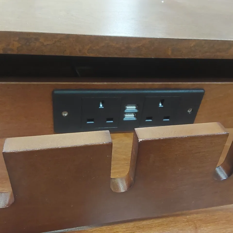 FLORRIE MID-CENTURY BEDSIDE TABLE WITH CHARGING STATION