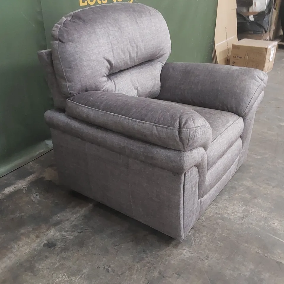 QUALITY DESIGNER FABRIC UPHOLSTERED ARMCHAIR - GREY