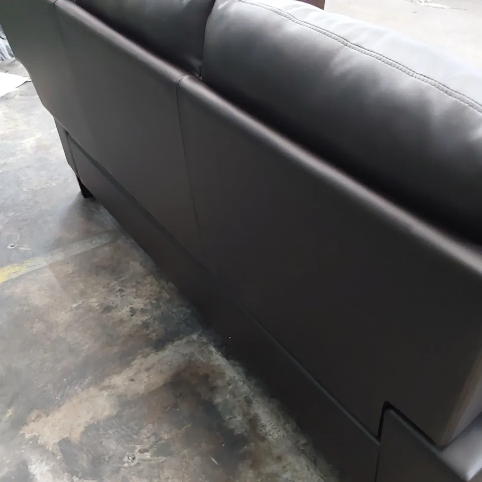 DESIGNER THREE SEATER SOFA BROWN LEATHER