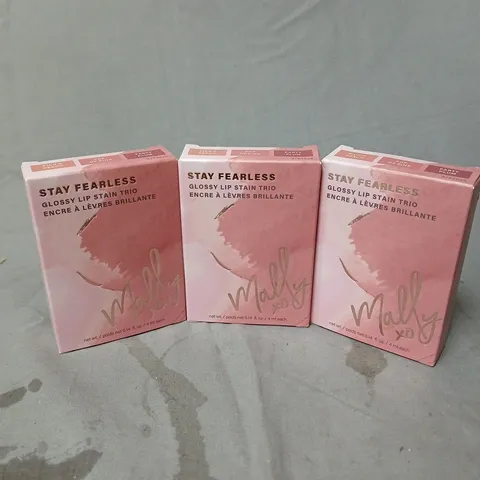 3 BOXED MALLY BEAUTY STAY FEARLESS GLOSSY LIP STAIN TRIOS