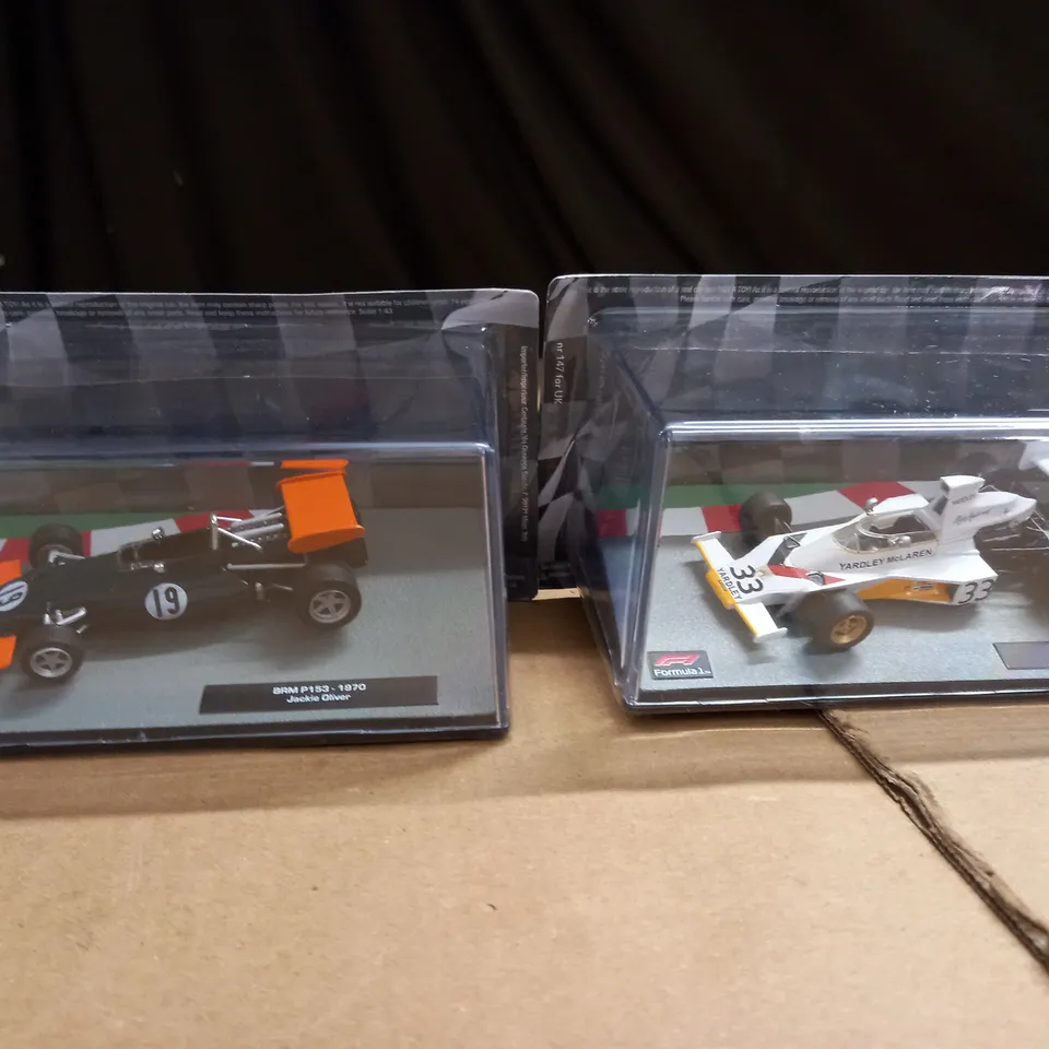 LOT OF 2 FORMULA 1 COLLECTORS CARS - BRM P153-1970 JACKIE OLIVER & MACLAREN M23 - 1974 MIKE HAILWOOD