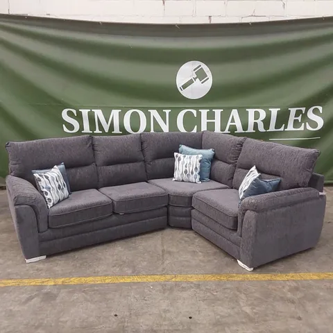 PADSTOW FABRIC DOUBLE ARM CORNER GROUP SOFA - CHARCOAL 