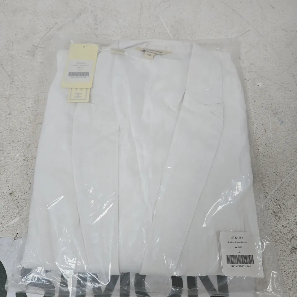 CHARLOTTE WEST LADIES LINEN BLAZER – WHITE, UK SIZE 12