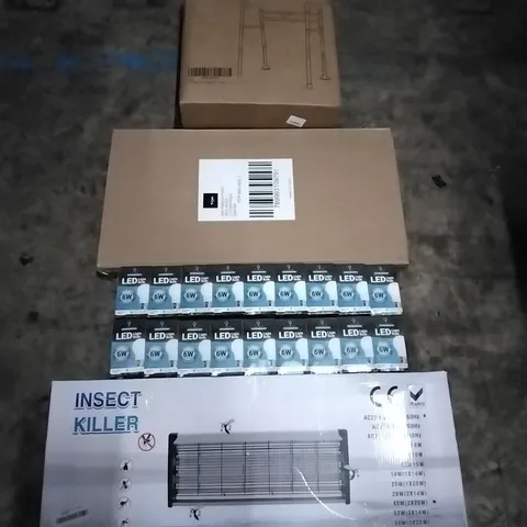 PALLET OF HOUSEHOLD ITEMS TO INCLUDE INSECT KILLER, LED 6W BULBS, PIZZA TOOLS, TOILET SAFETY RAILS AND OTHER ASSORTED ITEMS...