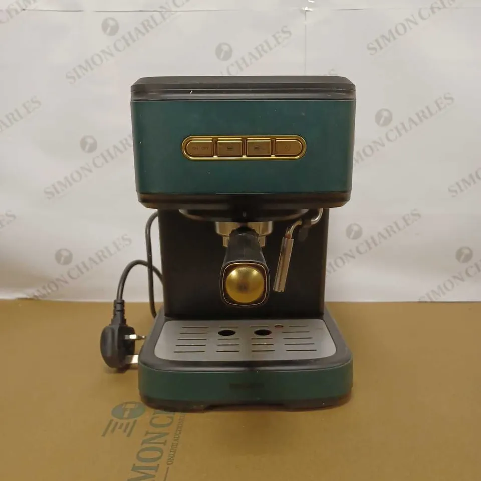 DAEWOO EMERALD COLLECTION ESPRESSO CAPPUCCINO MAKER ELECTRIC COFFEE LATTE FLAT WHITE MACHINE WITH MILK STEAMER FROTHER TWO CUP 1.5 LITRE