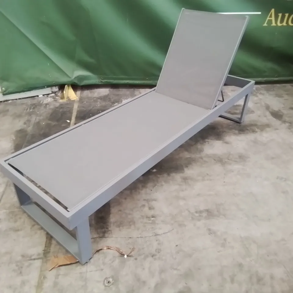 DESIGNER GREY METAL FRAMED ADJUSTABLE SUN LOUNGER