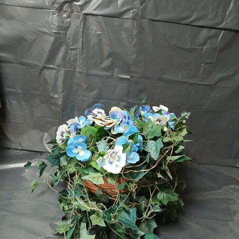 GARDEN RELECTIONS PRE-LIT FAUX FLORAL HANGING BASKET