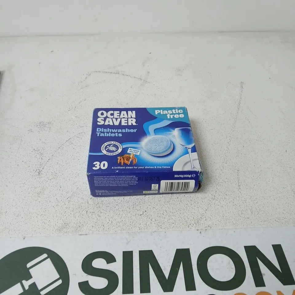 BOX OF APPROXIMATELY 20 ASSORTED HOUSEHOLD PRODUCTS INCLUDING PHOTO FRAME , KNITTING YARN AND OCEAN SAVER DISHWASHER TABLETS 