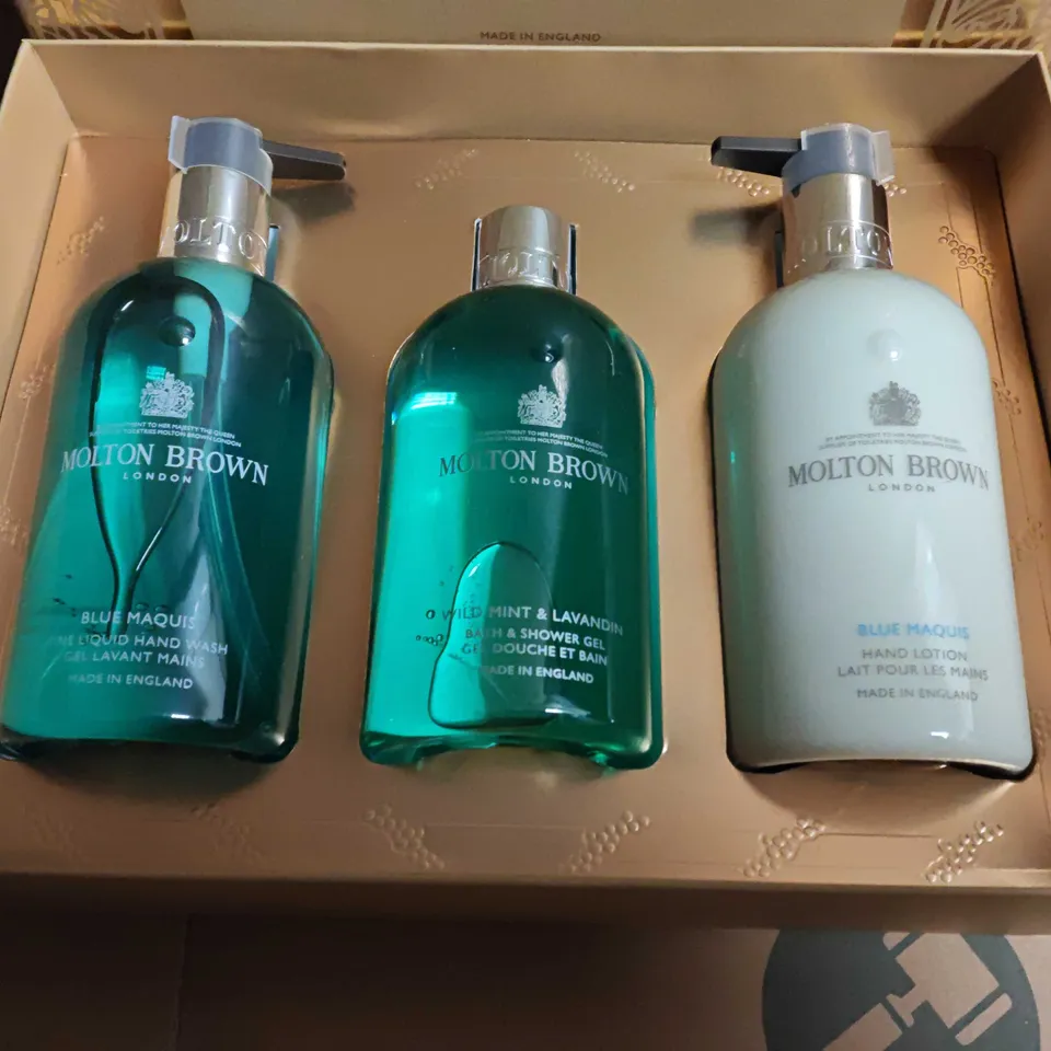 MOLTON BROWN BLUE MAQUIS GIFT SET – HAND WASH, BATH & SHOWER GEL & HAND LOTION