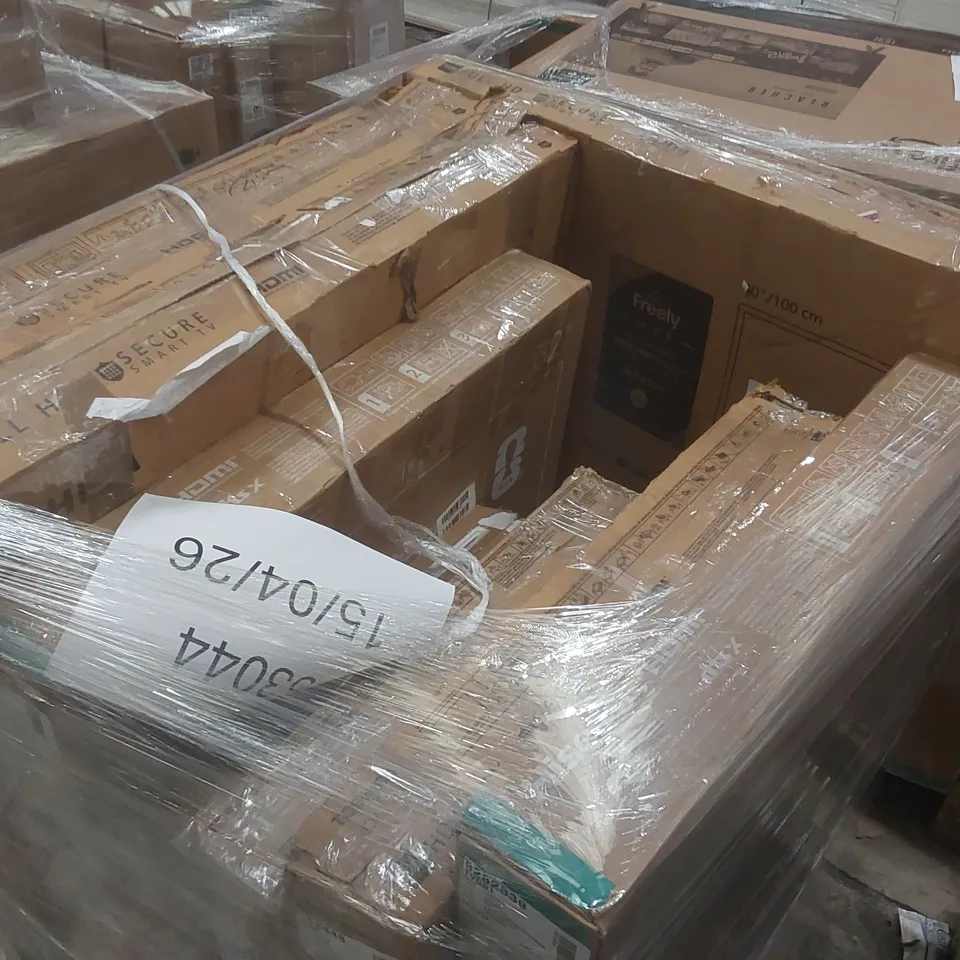 PALLET CONTAINING A LARGE QUANTITY OF ASSORTED DAMAGED TVs