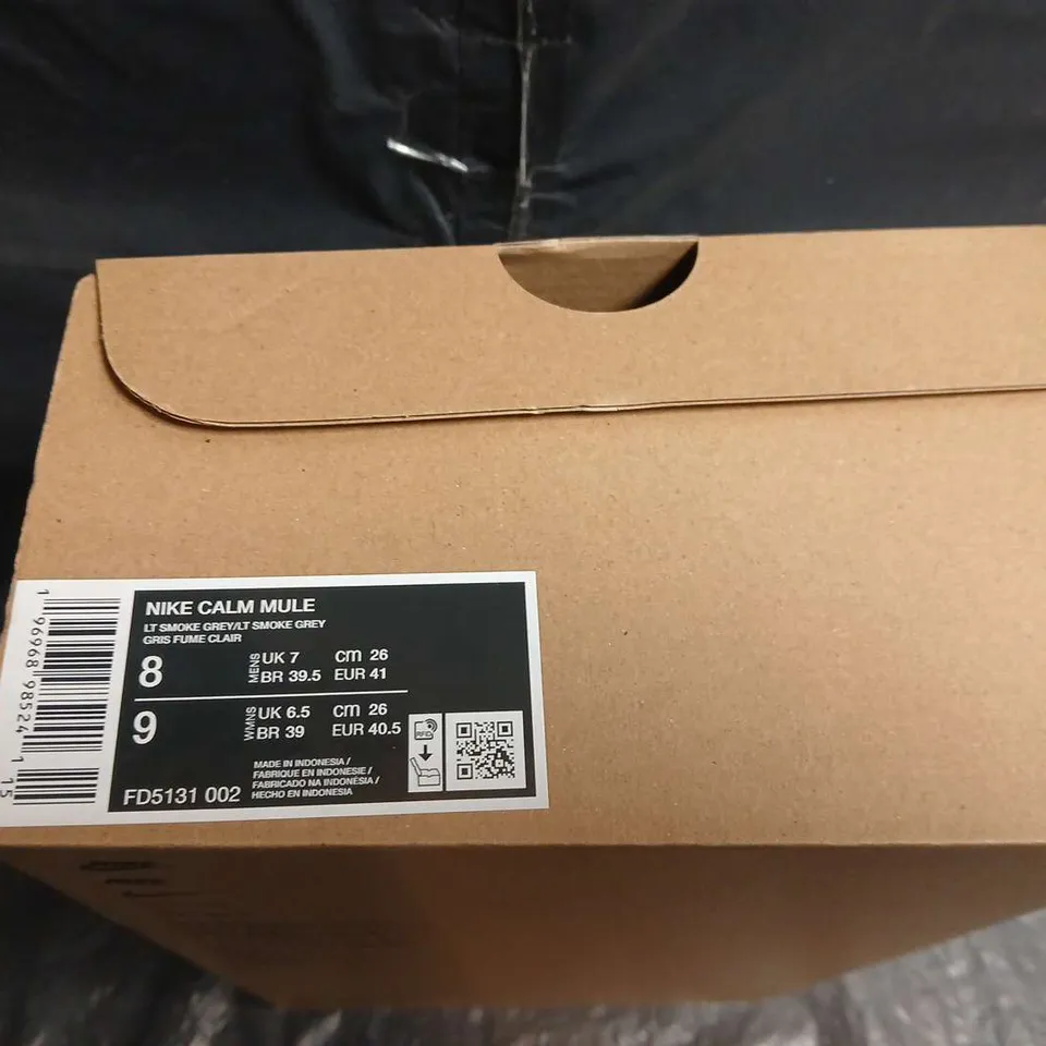 BOXED PAIR OF NIKE CALM MULE GREY – MEN'S SLIP-ON SANDALS, UK 8