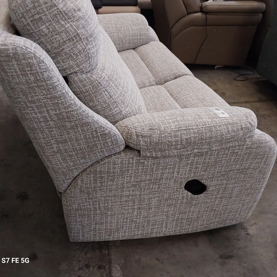 QUALITY BRITISH DESIGNER G PLAN KINGSBURY MANUAL RECLINING TWO SEATER SOFA SHORE OATMEAL FABRIC 