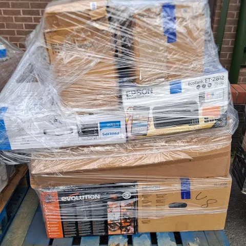 PALLET CONTAINING APPROXIMATELY 9 ASSORTED ITEMS TO INCLUDE EVOLUTION TABLE SAW, EPSON PRINTER AND CRICUT MAKER