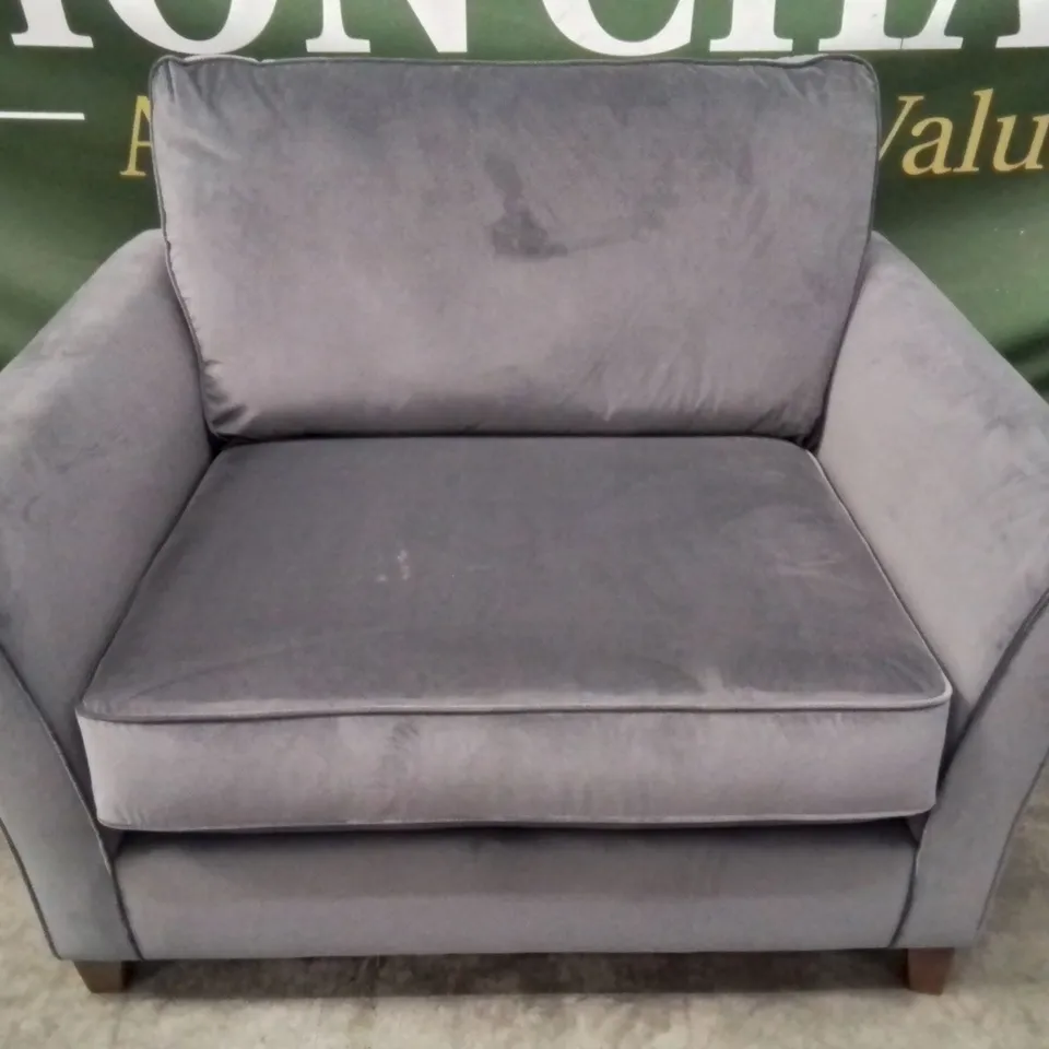 QUALITY DESIGNER EX SHOWROOM HARPER WIDE SNUGGLER CHAIR - GRANITE 