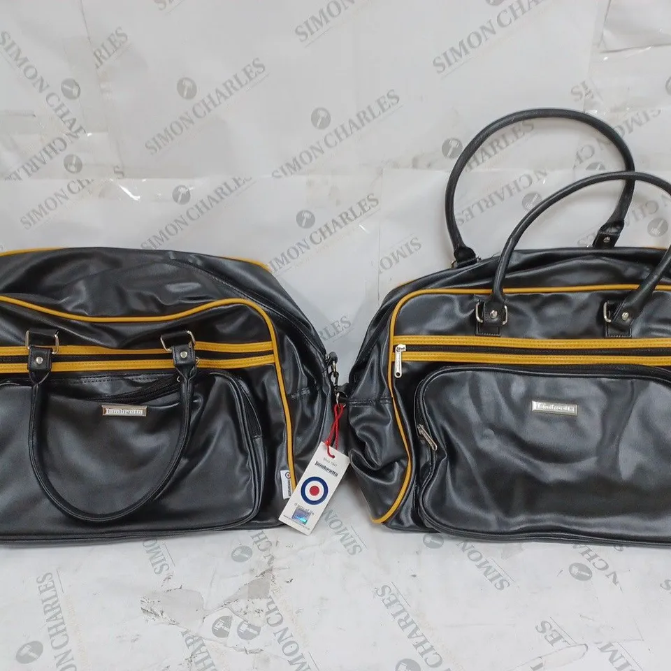 7 TAMBRETTA BAGS TO INCLUDE BOWLING BAG, RETRO SPORTS, TWIN HANDLE HOLD ALL, AND RETRO FLIGHT BAG ETC. 