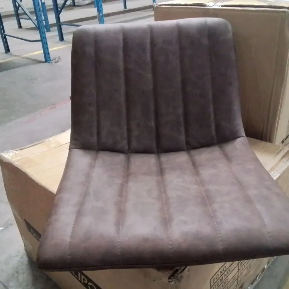BOXED CUMMER SET OF TWO BROWN FAUX LEATHER BARSTOOLS