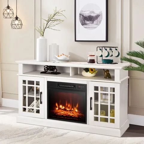 BOXED COSTWAY FIREPLACE TV STAND WITH 2000W ELECTRIC INSERT AND REMOTE CONTROL - NATURAL