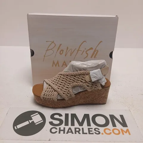 BLOWFISH MALIBU ANDREA WOVEN CORK PLATFORM WEDGE SANDALS – BEIGE SIZE 7