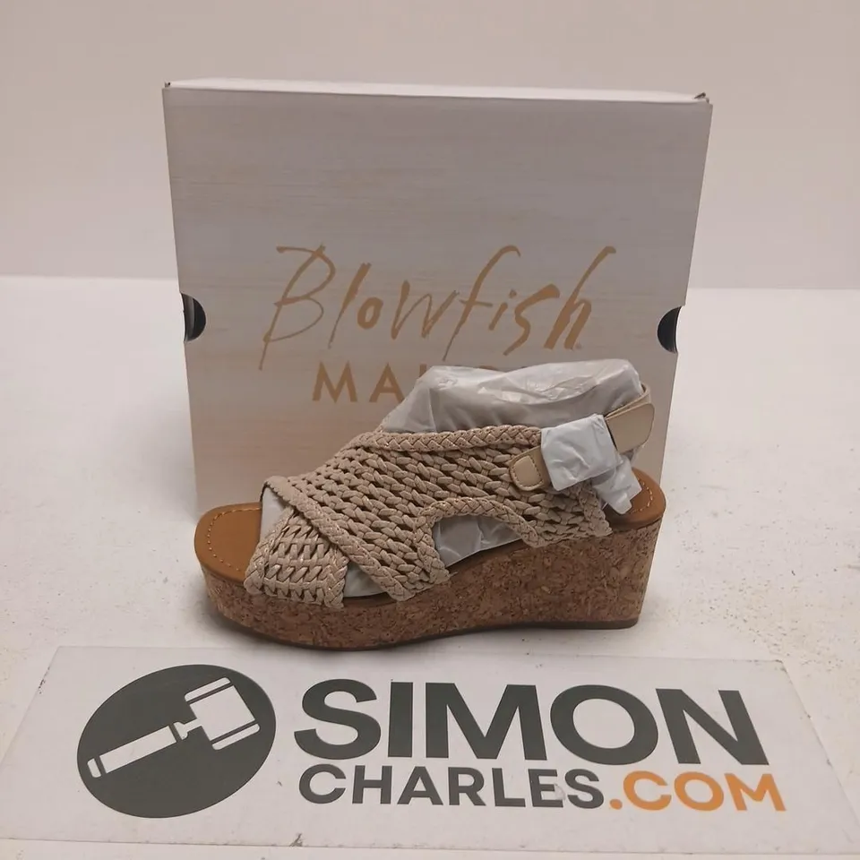 BLOWFISH MALIBU ANDREA WOVEN CORK PLATFORM WEDGE SANDALS – BEIGE SIZE 7