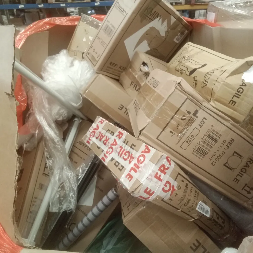 PALLET OF ASSORTED ITEMS INCLUDING WOODEN TRIPOD EASEL, CUTLERY ORGANISER, MOTORCYCLE HELMET, 3 TIER SHOE RACK, KING AIR BED, PEPE STOOL