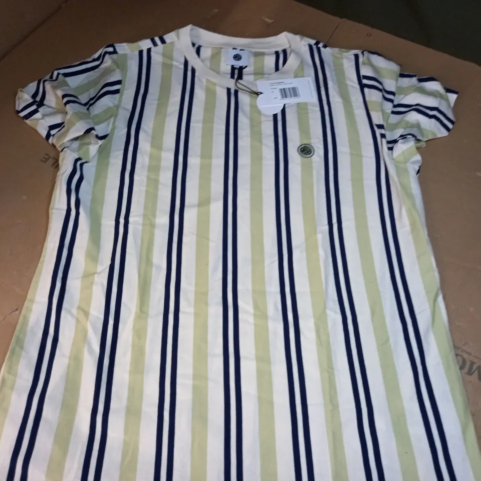PRETTY GREEN CAPELLA VERTICAL STRIPE T-SHIRT - STONE - XL