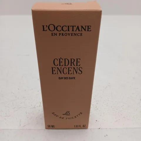 BOXED L'OCCITANE EN PROVENCE CEDRE ENCENS EAU DE TOILETTE 50ML