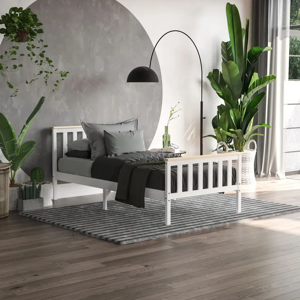 BOXED VIDA DESIGNS MILAN BED FRAME - SINGLE, WHITE & PINE (1 BOX)