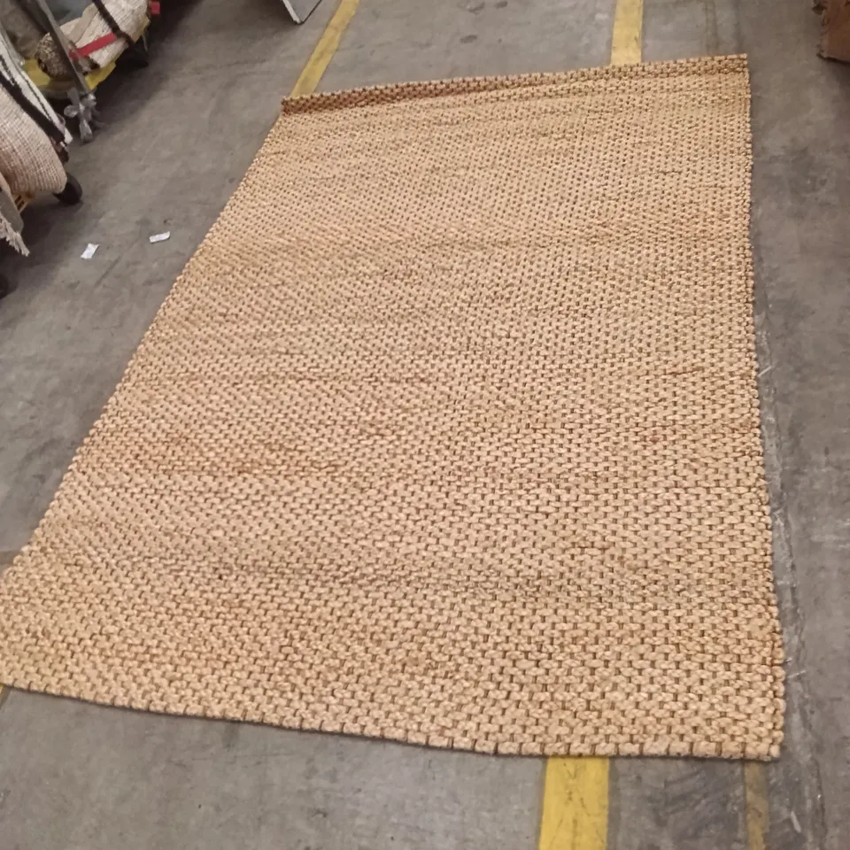 NATURAL FIBRE WOVEN RUG – BEIGE RECTANGULAR FLOOR RUG 226 CM X 165 CM