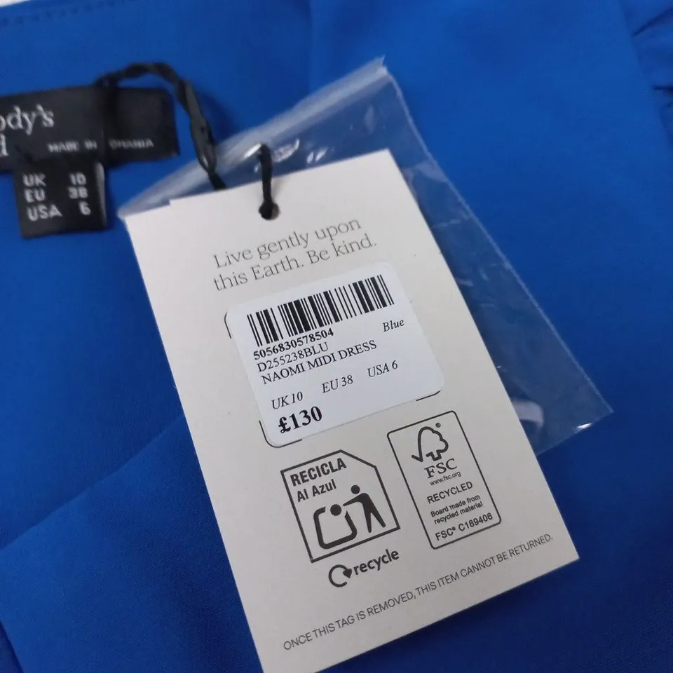 NOBODY'S CHILD BLUE NAOMI MIDI DRESS – UK 10 (EU 38)