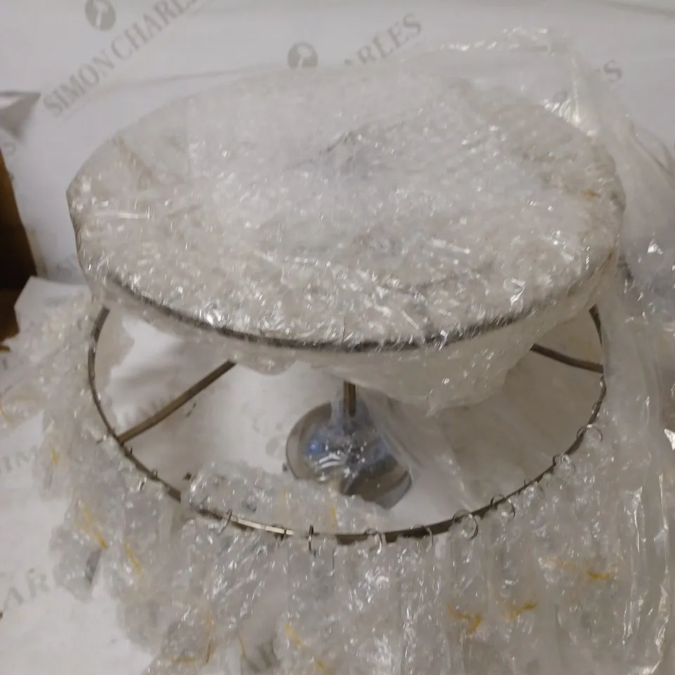 LAURA ASHLEY VIENNA 3 LIGHT FLUSH - ANTIQUE BRASS, CRYSTAL
