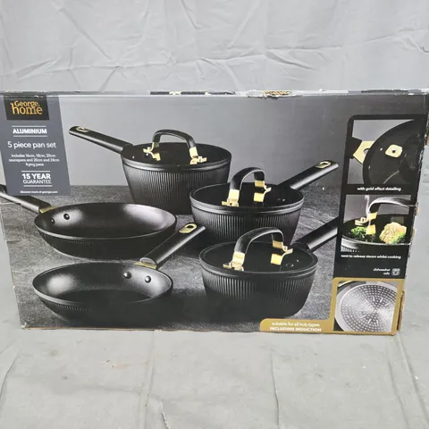 BOXED HOME ALUMINIUM 5-PIECE PAN SET: SAUCEPANS 16/18/20/24 CM + 24 CM FRYING PAN