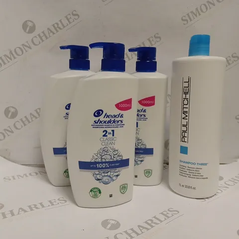 4 HAIR CARE PRODUCTS TO INCLUDE HEAD AND SHOULDERS 2 IN 1 ANTI-DANDRUFF SHAMPOO 1000ML, PAUL MITCHELL SHAMPOO THREE 1 LITRE