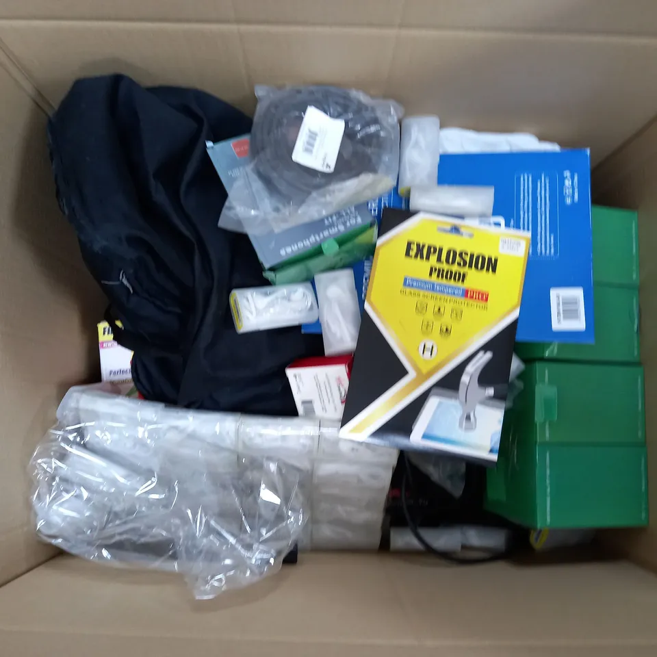 APPROXIMATELY 20 ASORTED ITEM TO INCLUDE WIRES EARBUDS, SWIMMING SAFETY INFLATABLE GLASS SCREEN PROTECTORS, ETC