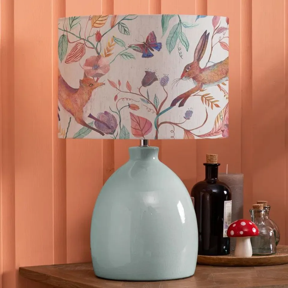 BOXED LEAPING INTO THE FAUNA 18.5CM BLUE TABLE LAMP 