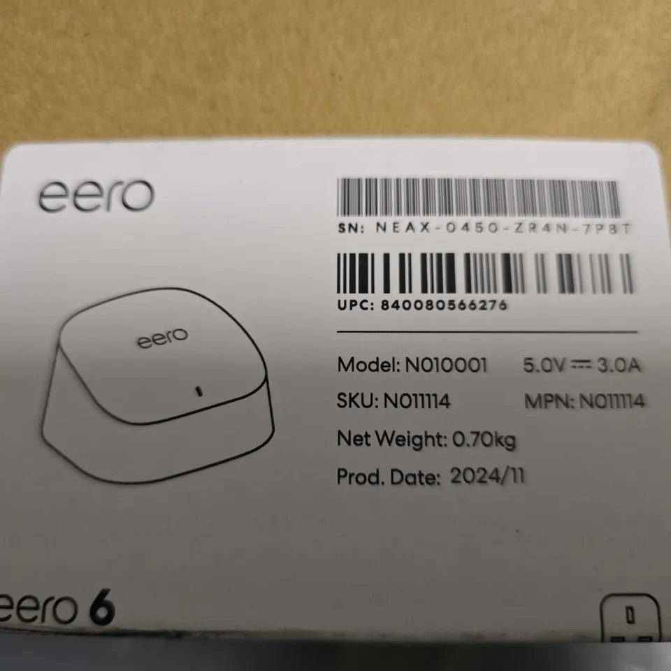 BOXED EERO DUAL BAND MESH WIFI ROUTER - N010001