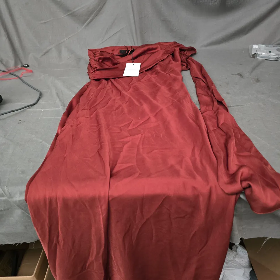 ZARA UK SIZE S WOMEN'S BURGUNDY SATIN DRESS