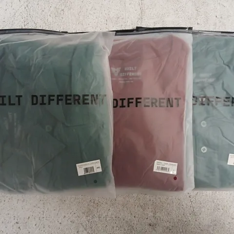 SET OF APPROXIMATELY 10 ASSORTED BUILT DIFFERENT T-SHIRTS/SHIRTS IN VARIOUS COLOURS AND SIZES