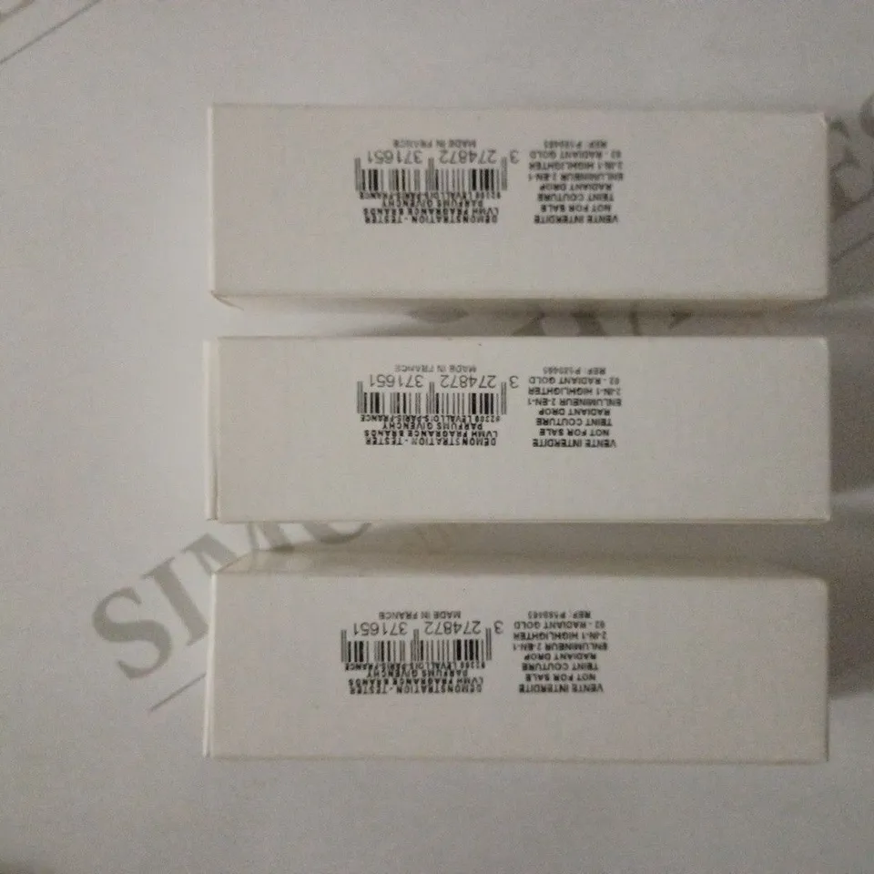 LOT OF 3 GIVENCHY TEINT COUTURE RADIANT DROP 3-IN-1 HIGHLIGHTER, 02 RADIANT GOLD