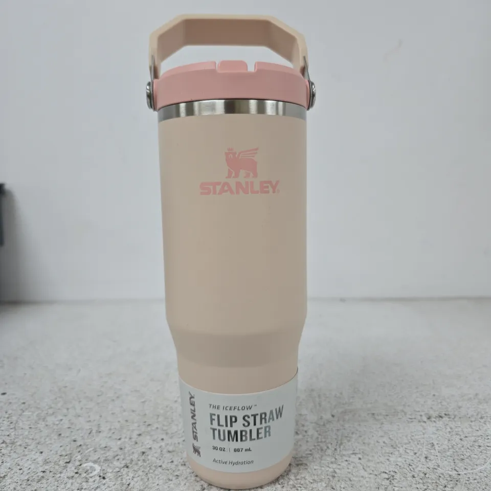 STANLEY FLIP STRAW TUMBLER 30 OZ / 887 ML – BEIGE WITH PINK LID