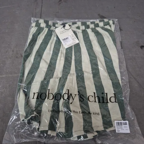 NOBODY'S CHILD SHANNON SHORT – GREEN & WHITE STRIPE, UK 8 (EU 36)