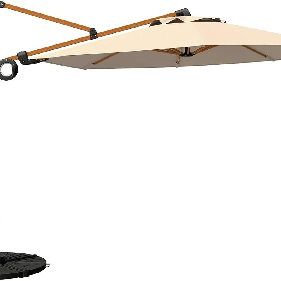 BOXED GRAND PATIO GARDEN PARASOL UMBRELLA, 3×3M CANTILEVER PARASOL & 8 RIBS, CHAMPAGNE, ROUND