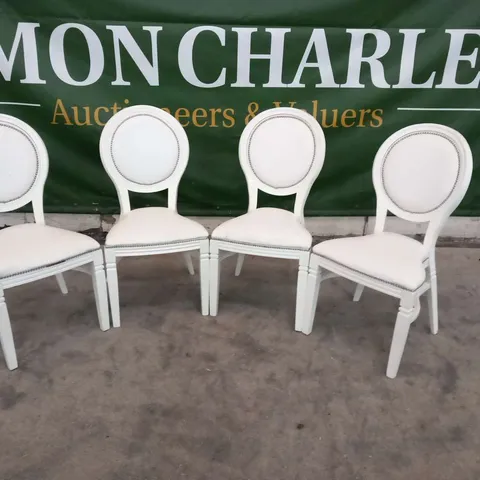 FOUR DESIGNER WHITE ISLA STYLE BANQUET CHAIRS